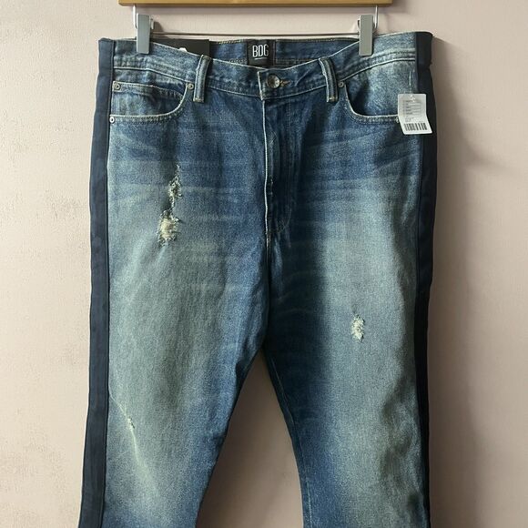 Urban Outfitters BDG Men's Faux Suede Side Slim Medium Wash Blue Jeans Sz 34 NWT - Picture 14 of 14